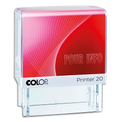 COLOP Timbre formule POUR INFO - Printer 20 L à encrage automatique Rouge. Dim.empreinte 14x38mm