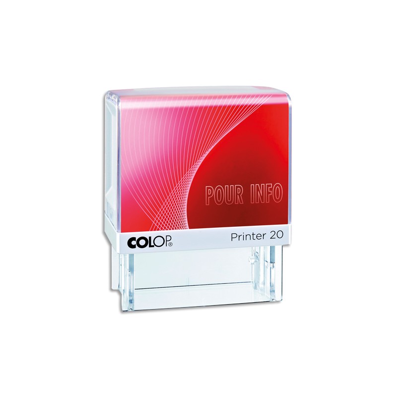 COLOP Timbre formule POUR INFO - Printer 20 L à encrage automatique Rouge. Dim.empreinte 14x38mm