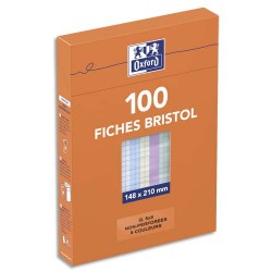 OXFORD Boîte distributrice 100 fiches bristol non perforées 148x210mm (A5) 5x5 assorti