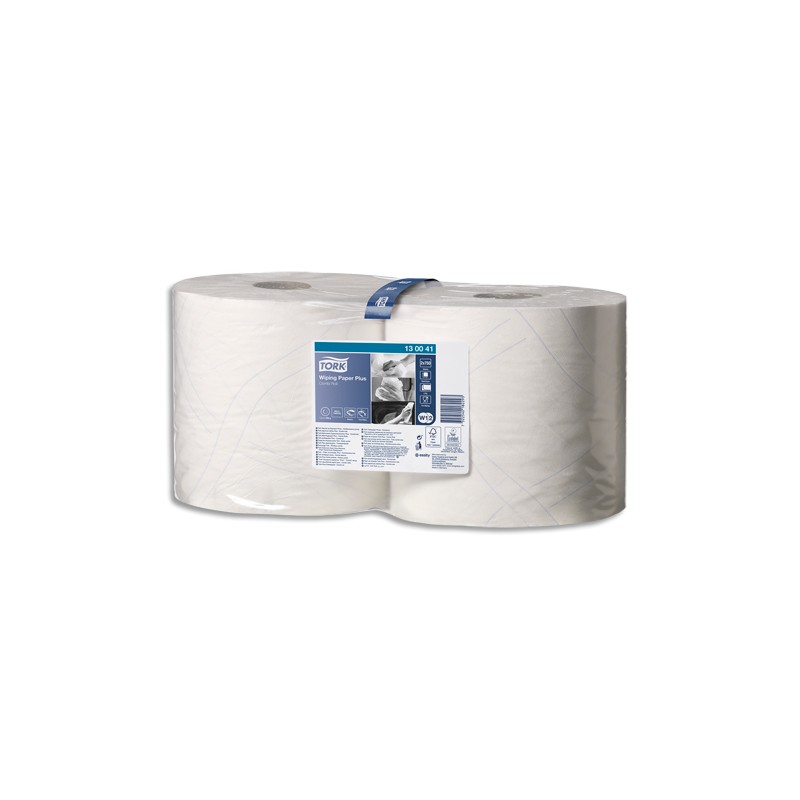 TORK Lot de 2 Bobines Papier d'essuyage Plus Combi Roll 2 plis 750 formats prédécoupés 255m Blanc