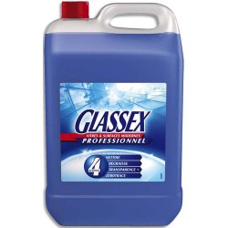 GLASSEX Bidon 5 litres Nettoyant et dégraissant pour vitres, toutes surfaces brillantes, parfum frais