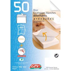 GPV Bloc de 50 enveloppes post bloc 90 grammes format 114x162 mm NF