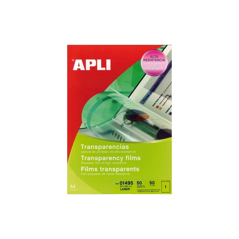 APLI Film transparents pour imprimante Laser Couleurs B/50