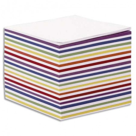 QUO VADIS Recharge bloc cube Blanc et couleur 9x9x7,5cm 590 feuilles mobiles 80g PEFC