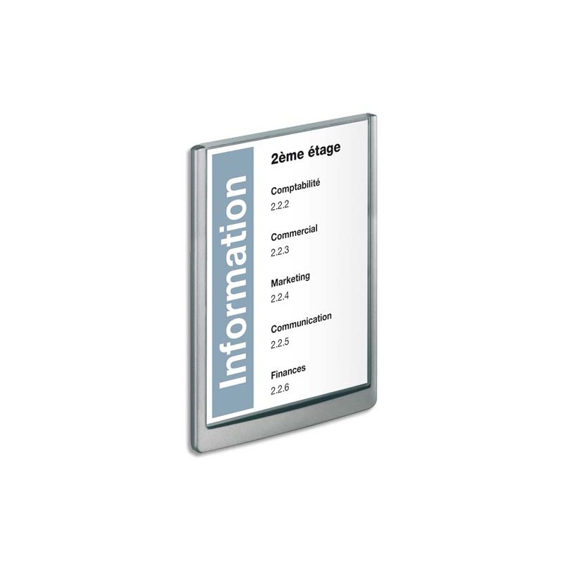 DURABLE Plaque de porte Clicksign A4 en ABS - livrée avec kit fixations - L210 x H297 mm - Graphite