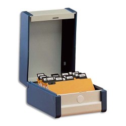 REXEL Boîte à fiches Provence format A6 en hauteur H148 x P105 mm Bleu, livré avec séparateur métallique
