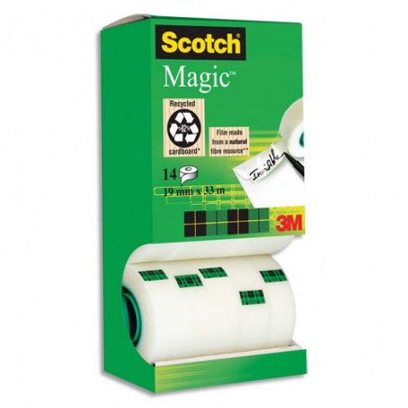 SCOTCH Tour distributrice de 14 rouleaux de ruban adhésif Magic invisible dont 4 offerts - 19 mm x 33 m