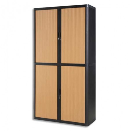 PAPERFLOW EasyOffice armoire démontable corps en PS teinté Noir Hêtre - Dimensions L110xH204xP41,5 cm
