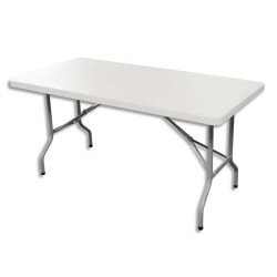 SODEMATUB Table rectangulaire pliante Blanc granité en polyethylène - Dimensions : L182 x H74 x P76 cm