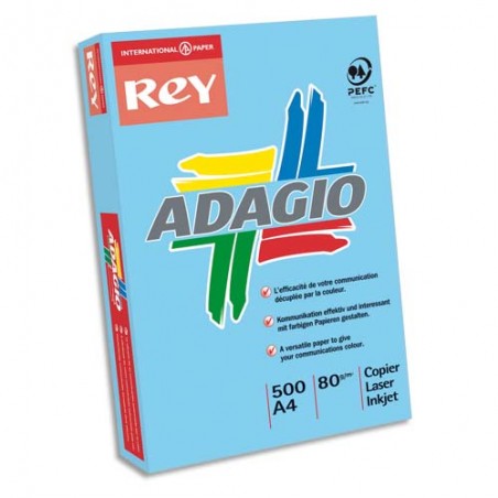 INAPA Ramette 500 feuilles papier couleur vive ADAGIO Bleu vif A4 80g