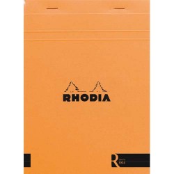 RHODIA Bloc coloR agrafé en-tête 14,8x21cm (n°16) 140 pages lignées. Couverture rembordée Orange