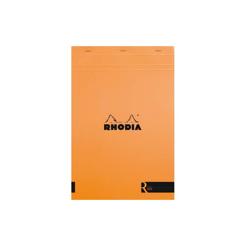 RHODIA Bloc coloR agrafé en-tête 21x29,7cm (n°18) 140 pages lignées. Couverture rembordée Orange