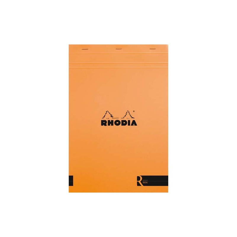 RHODIA Bloc coloR agrafé en-tête 21x31,8cm, 140 pages lignées détachables. Couverture rembordée Orange