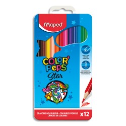 MAPED Boîte métallique de 12 crayons de couleur assortis