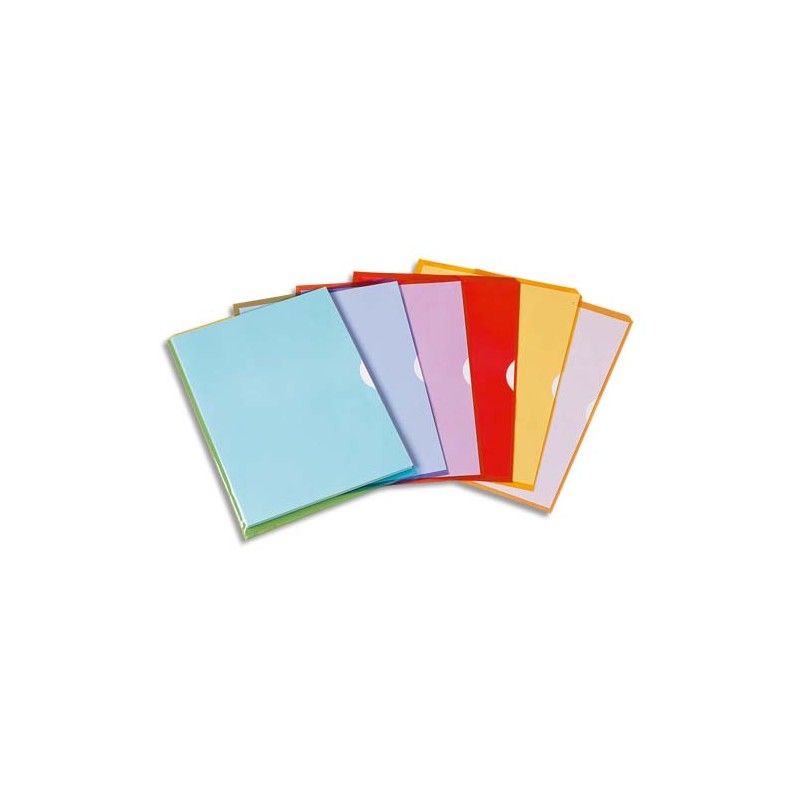 OXFORD Boîte de 50 pochettes-coin Fard'Liss incolore en PVC lisse 20/100e. Format A4. Coloris assortis