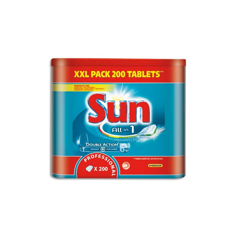 SUN PROFESSIONAL Boîte de 200 tablettes pour lave vaisselle tout en un maxi pack