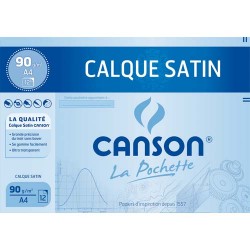 CANSON Pochette de 12 feuilles papier calque satin 90g A4 Ref-17154