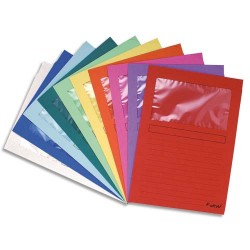 EXACOMPTA Paquet de 25 pochettes coins en carte 120g avec fenêtre, assortis vif