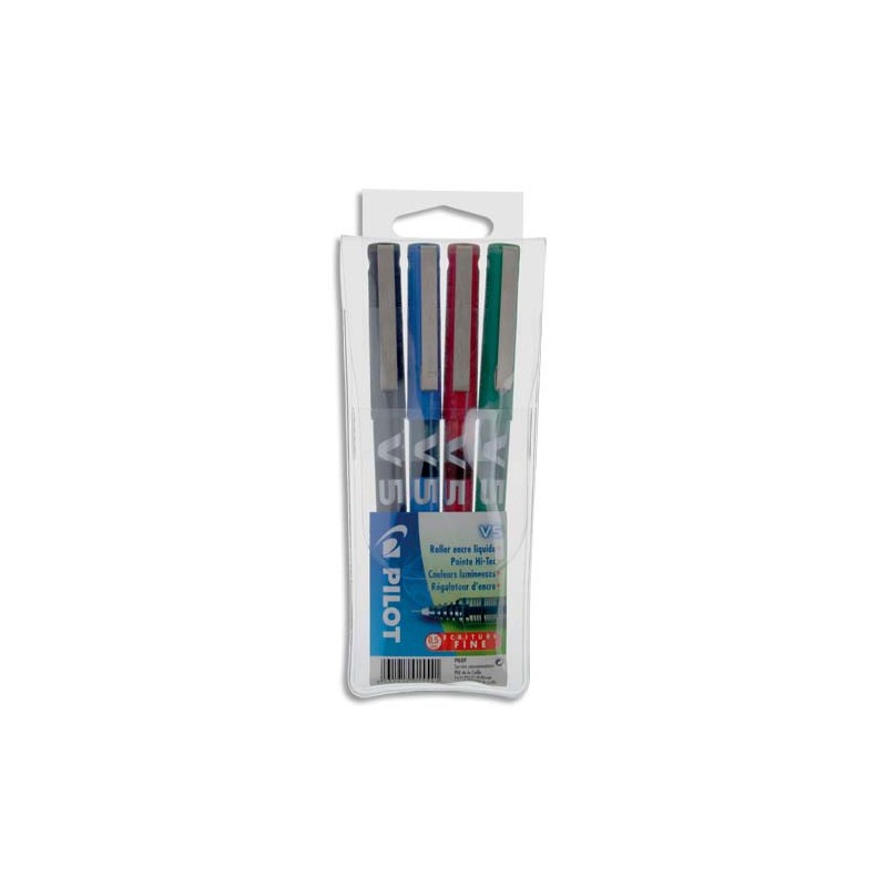 PILOT Pochette de 4 stylos feutre pointe tubulaire 0,5 mm encre liquide 4 couleurs HI-TECPOINT BX-V5