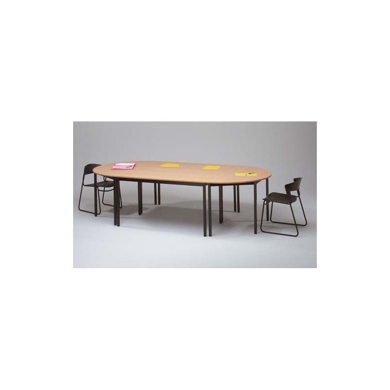 SODEMATUB Table polyvalente demi-rond diamètre 120 cm hêtre/Noir