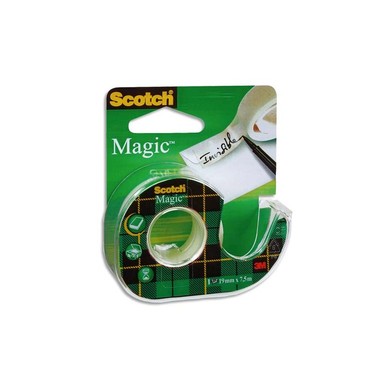 SCOTCH Ruban adhésif Magic invisible 19mm x 25m, sur dévidoir plastique 810