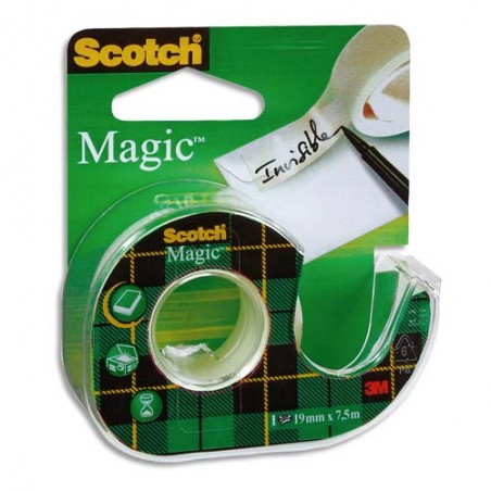 SCOTCH Ruban adhésif Magic invisible 19mm x 25m, sur dévidoir plastique 810