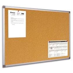 BI-OFFICE Tableau d’affichage en Liège, cadre en PVC Gris - Format : L90 x H60 cm