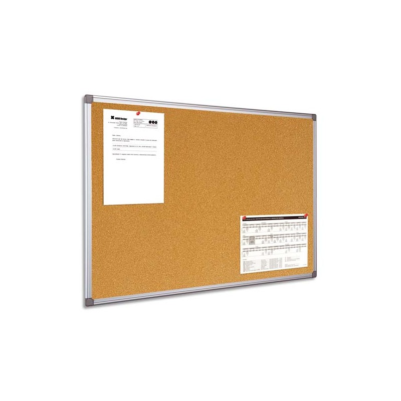 BI-OFFICE Tableau d’affichage en Liège, cadre en PVC Gris - Format : L90 x H60 cm