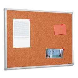 BI-OFFICE Tableau d’affichage en Liège, cadre en PVC Gris - Format : L120 x H90 cm