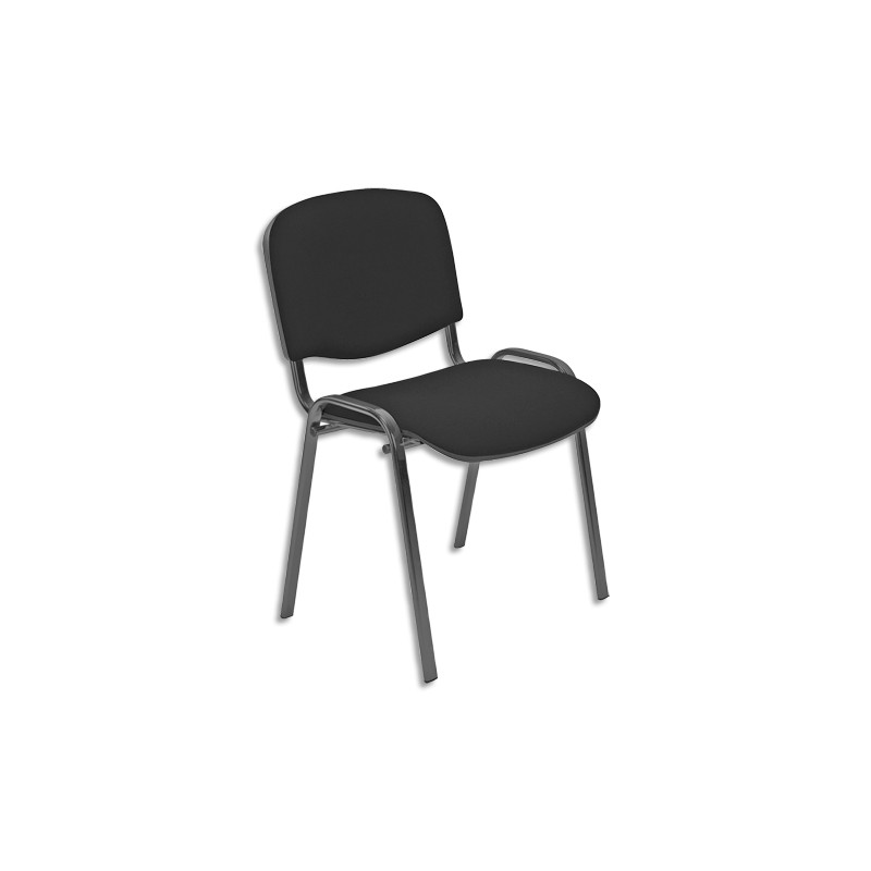 Chaise de conférence Iso Classic en tissu polyfibre Noir, structure 4 pieds en métal époxy Noir