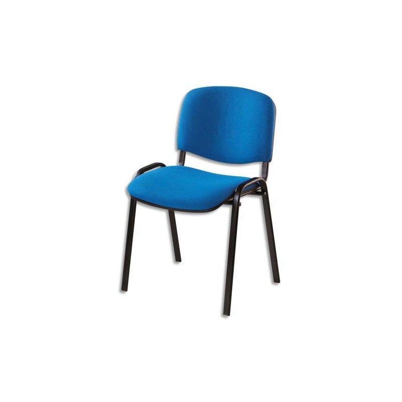 Chaise de conférence Iso Classic en tissu polyfibre Bleu, structure 4 pieds en métal époxy Noir