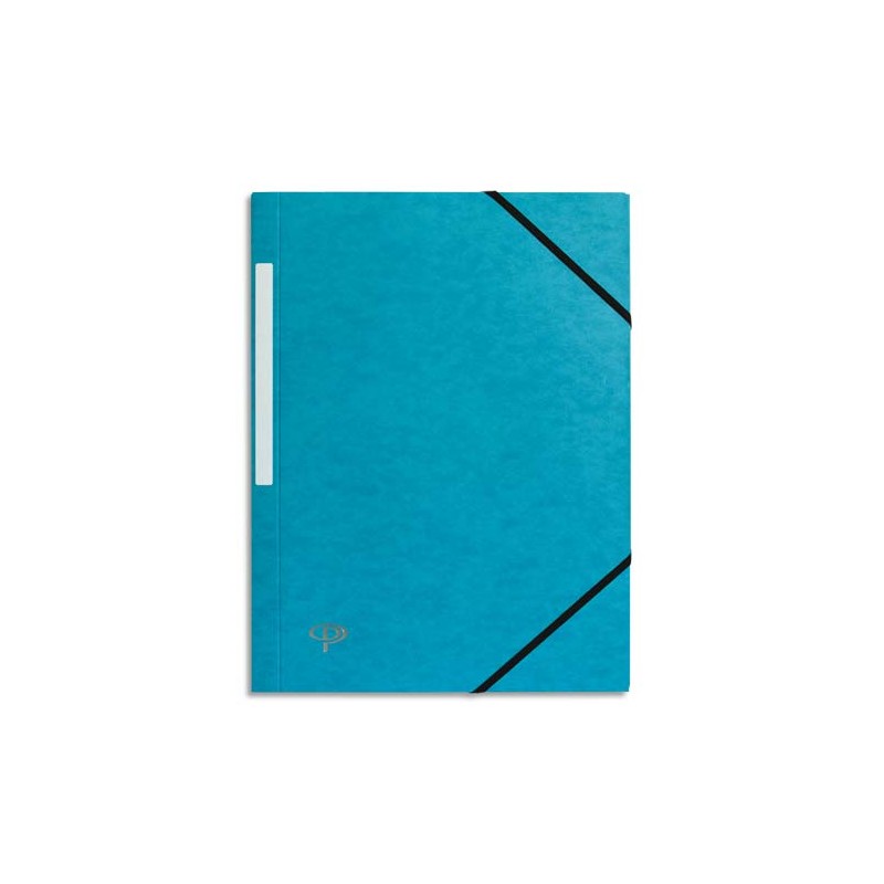 PERGAMY Chemise 3 rabats monobloc à élastique en carte lustrée 5/10e, 390g. Coloris Bleu clair.