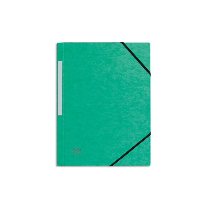 PERGAMY Chemise 3 rabats monobloc à élastique en carte lustrée 5/10e, 390g. Coloris Vert.
