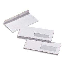PERGAMY Boîte de 500 enveloppes Blanches 80g DL 110x220 mm auto-adhésives