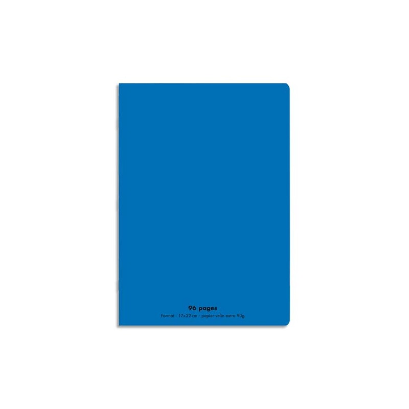 CONQUERANT C9 Cahier piqûre 17x22cm 96 pages 90g grands carreaux Séyès. Couverture polypropylène Bleu