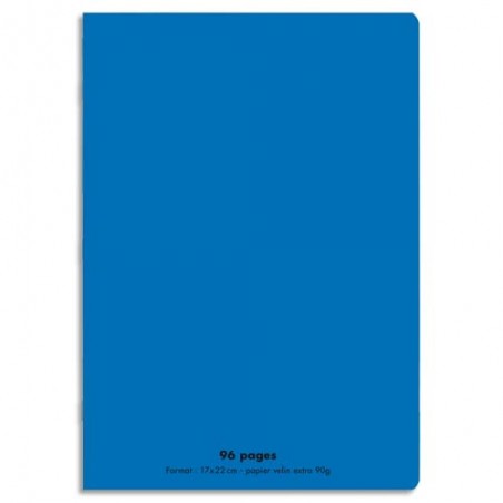 CONQUERANT C9 Cahier piqûre 17x22cm 96 pages 90g grands carreaux Séyès. Couverture polypropylène Bleu