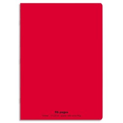 CONQUERANT C9 Cahier piqûre 17x22cm 96 pages 90g grands carreaux Séyès.Couverture polypropylène Rouge