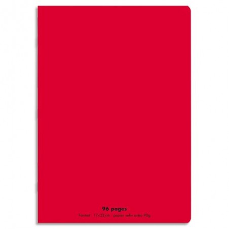 CONQUERANT C9 Cahier piqûre 17x22cm 96 pages 90g grands carreaux Séyès.Couverture polypropylène Rouge