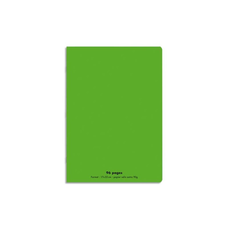 CONQUERANT C9 Cahier piqûre 17x22cm 96 pages 90g grands carreaux Séyès. Couverture polypropylène Vert