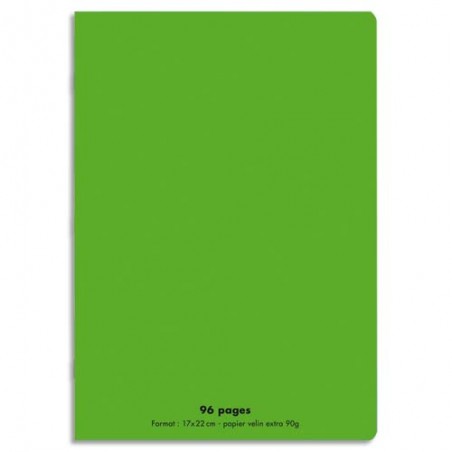 CONQUERANT C9 Cahier piqûre 17x22cm 96 pages 90g grands carreaux Séyès. Couverture polypropylène Vert