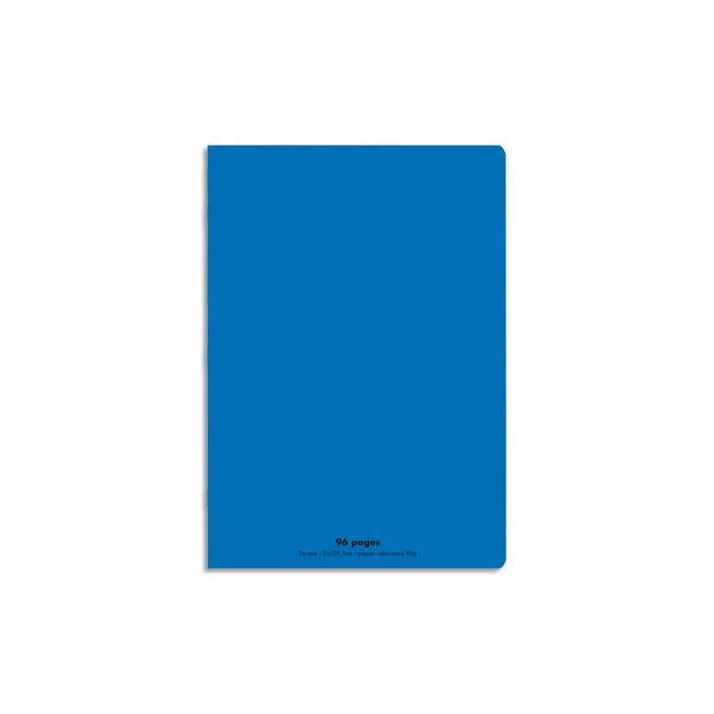 CONQUERANT C9 Cahier piqûre 21x29,7cm 96 pages 90g grands carreaux Séyès. Couverture polypropylène Bleu