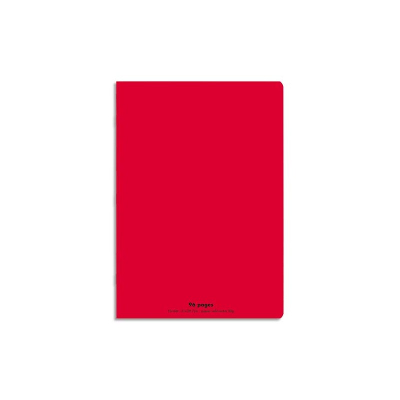 CONQUERANT C9 Cahier piqûre 21x29,7cm 96 pages 90g grands carreaux Séyès. Couverture polypropylène Rouge