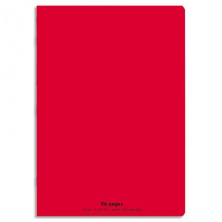 CONQUERANT C9 Cahier piqûre 21x29,7cm 96 pages 90g grands carreaux Séyès. Couverture polypropylène Rouge