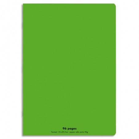 CONQUERANT C9 Cahier piqûre 21x29,7cm 96 pages 90g grands carreaux Séyès. Couverture polypropylène Vert