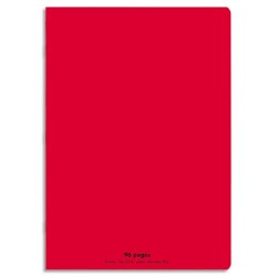 CONQUERANT C9 Cahier piqûre 24x32cm 96 pages 90g grands carreaux Séyès. Couverture polypropylène Rouge