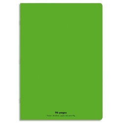 CONQUERANT C9 Cahier piqûre 24x32cm 96 pages 90g grands carreaux Séyès. Couverture polypropylène Vert