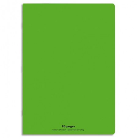 CONQUERANT C9 Cahier piqûre 24x32cm 96 pages 90g grands carreaux Séyès. Couverture polypropylène Vert