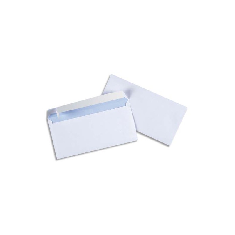 PERGAMY Boîte de 500 enveloppes Blanches 75g DL 110x220 mm auto-adhésives