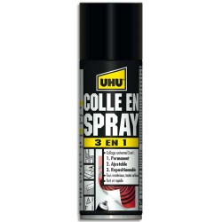 UHU Colle universelle en spray 3 en 1 : permanent, ajustable, repositionnable, 200ml