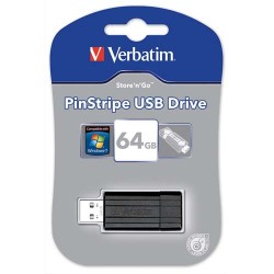 VERBATIM Clé USB 2.0 Store 'n' Go PinStripe 64Go Noir 49065